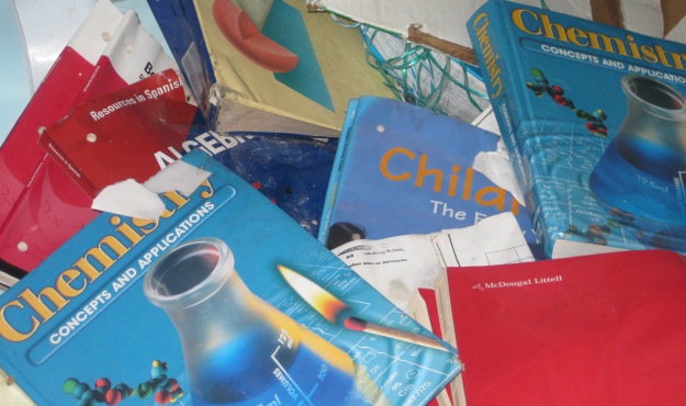 textbooks in trash textbooks in trash
