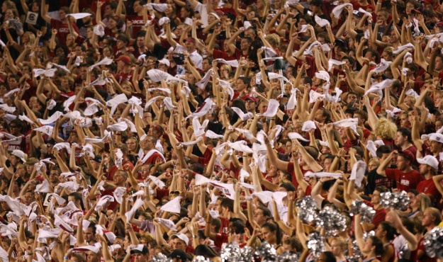 South Carolina fans get pumped while the song Sandstorm plays during the second quarter in Columbia, S.C. on Thursday, Sept. 2, 2010. (Travis Bell/Sideline Carolina)