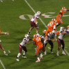 USC quarterback throws in the first quarter against Clemson.